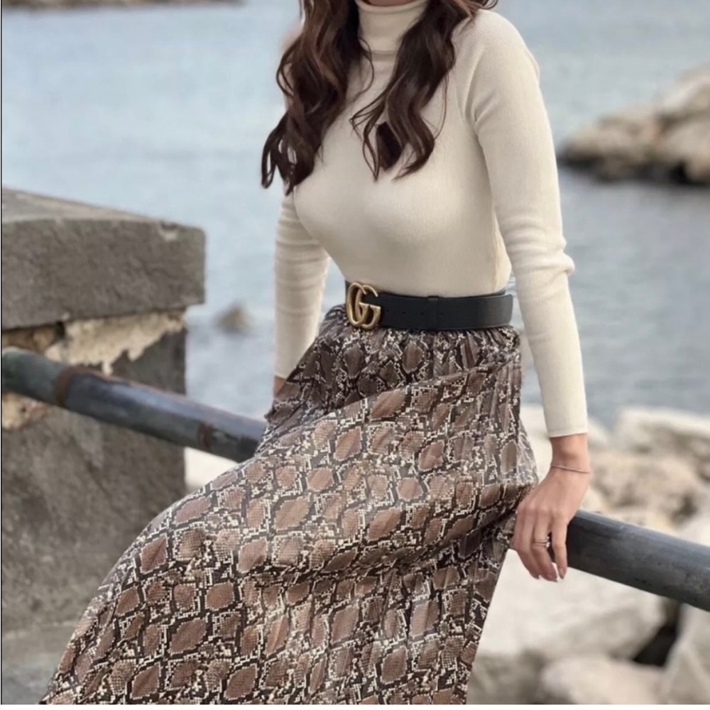NWT Zara leather midi skirt